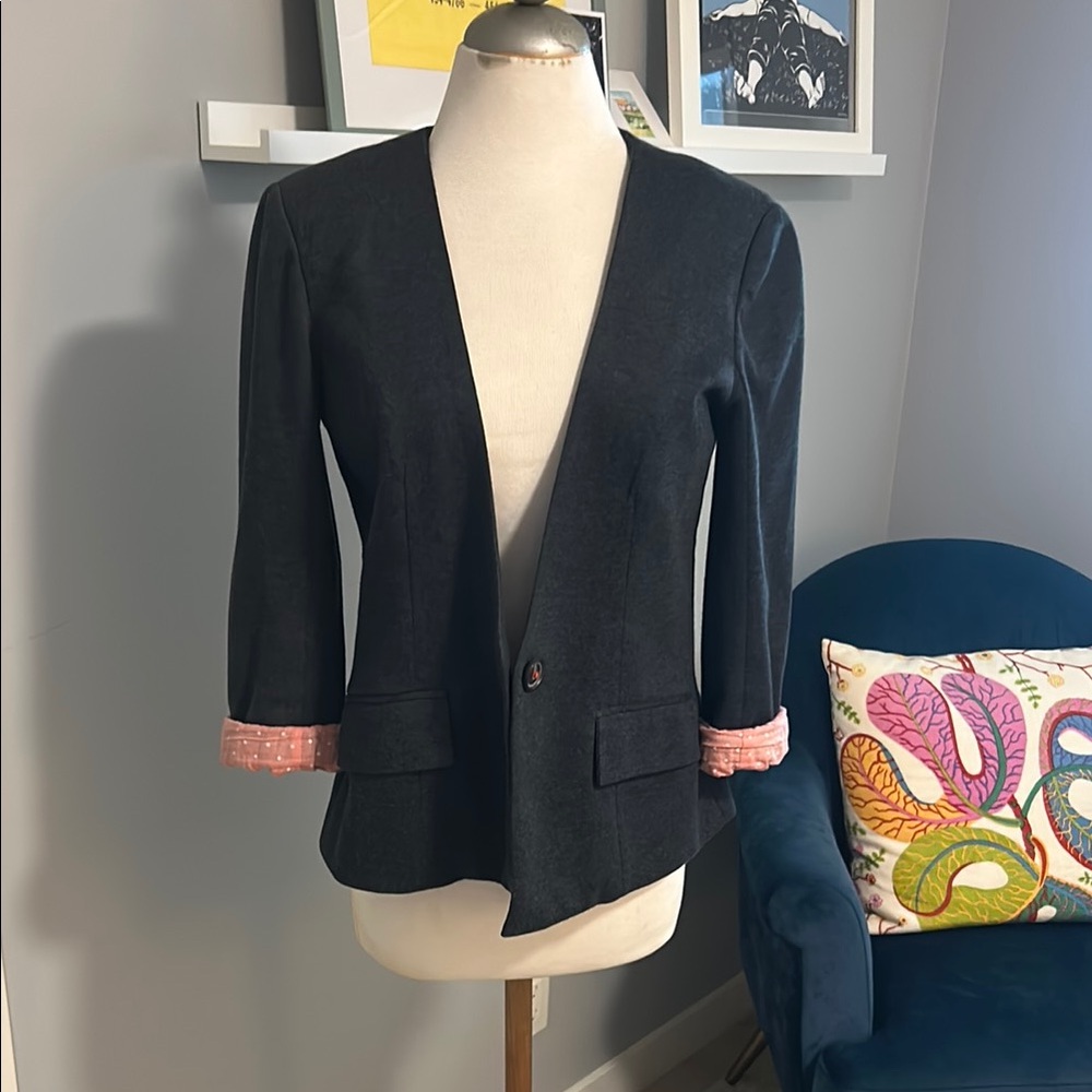 Women's Black Blazer with Pink Accents